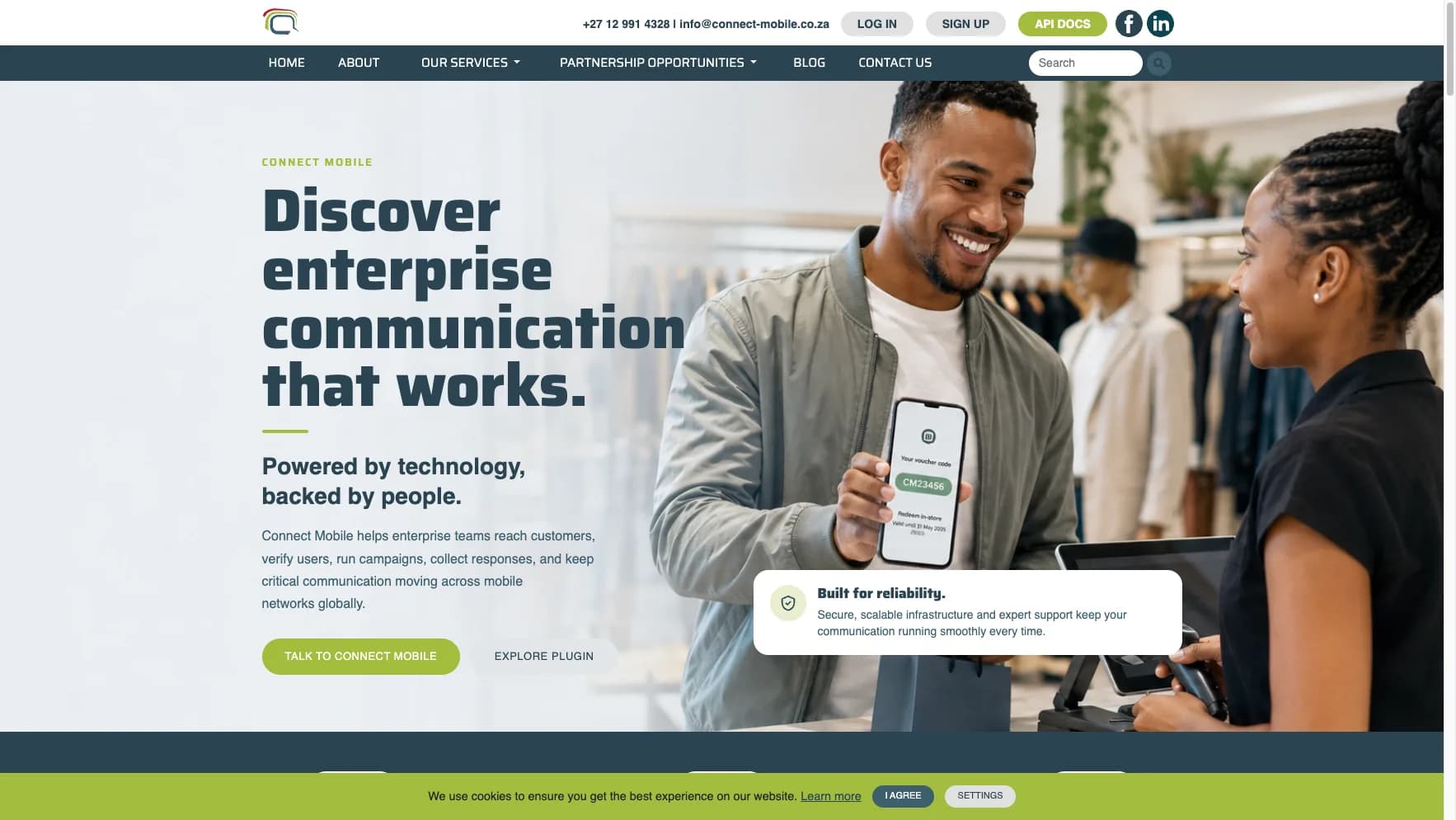 Connect Mobile homepage representing code and content updates